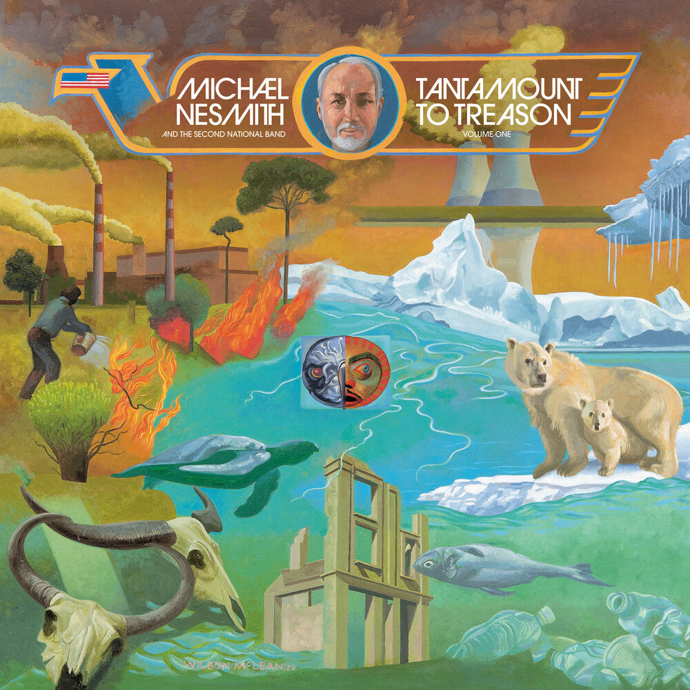 the album cover for Michael Nesmith - Tantamount To Treason Vol 1: 50th Anniversary - 180gm Blue & White Splatter Vinyl