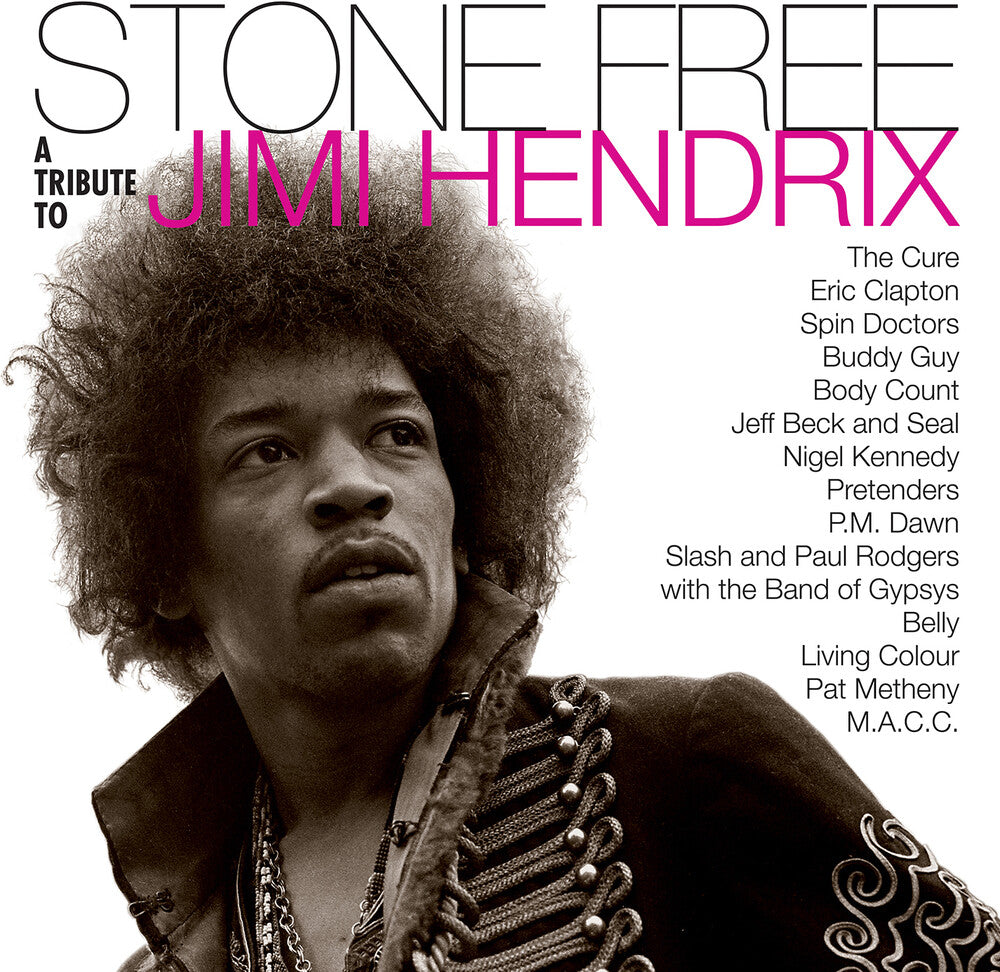 the album cover for Various Artists - Stone Free: A Tribute To Jimi Hendrix [Rocktober 2020 Black/Clear LP]