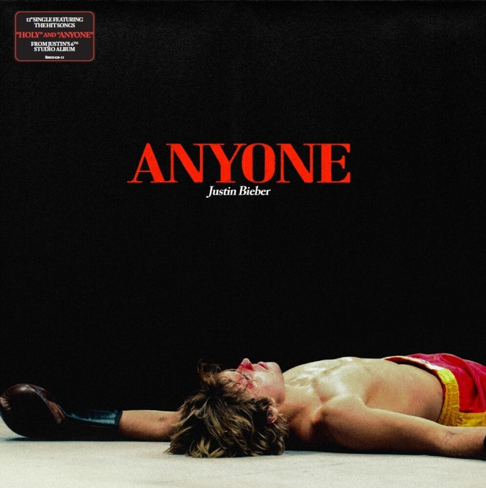 the album cover for Justin Bieber - Anyone / Holy [12in Single]