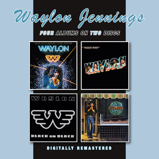 the album cover for Waylon Jennings - What Goes Around Comes Around / Music Man / Black
