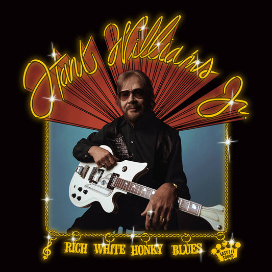 the album cover for Hank Williams Jr. - Rich White Honky Blues [Indie Exclusive Limited Edition Gold Splatter LP]
