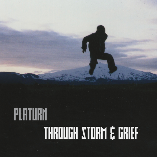 the album cover for DJ Platurn - Through Storm & Grief - Icy Marble Eco-Mix [Colored Vinyl]