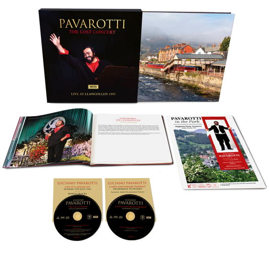 the album cover for Luciano Pavarotti - The Lost Concert: Live at Llangollen 1995 [2 SACD/Book]