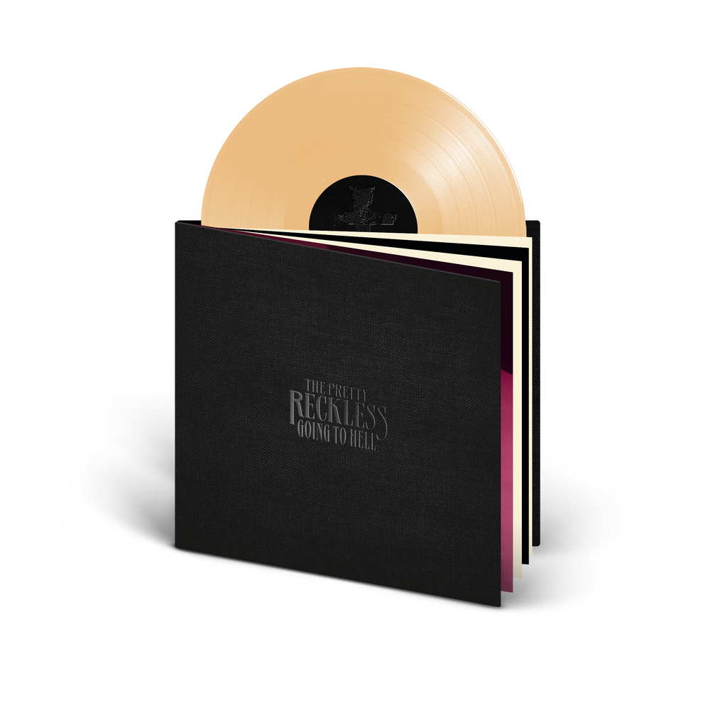 the album cover for The Pretty Reckless - Going To Hell 10th Anniversary Coffee Table Book + LP [Hardback Coffee Table Book + Opaque Beige Vinyl]