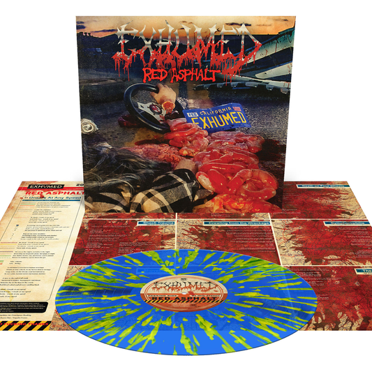 the album cover for Exhumed - Red Asphalt Mocks [Orchard Indie Exclusive Royal Blue with Splatter]