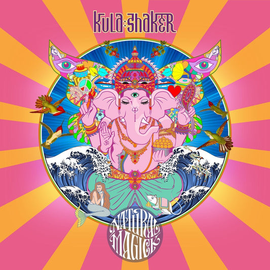 the album cover for Kula Shaker - Natural Magic [Indie Exclusive Limited Edition Tie-Dye Orange & Yellow LP]