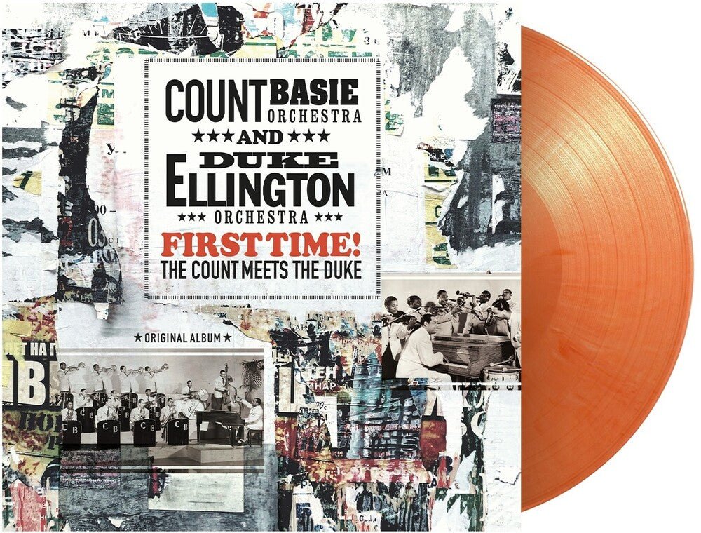 the album cover for Ellington, Duke / Basie, Count - First Time! The Count Meets The Duke - Ltd Orange & White Vinyl