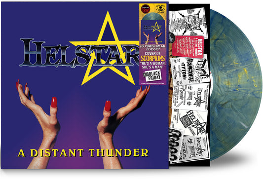 the album cover for Helstar - Distant Thunder - Electric-Ocean (Blue) [Colored Vinyl]