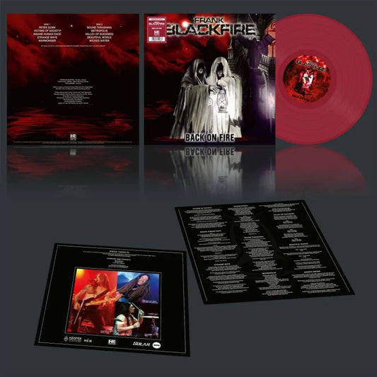 the album cover for Frank Blackfire - Back On Fire [Colored Vinyl] (Red)