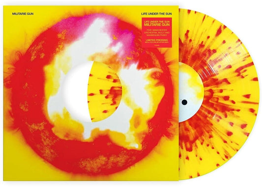 the album cover for Militarie Gun - Life Under The Sun [Red & Yellow Splatter vinyl]