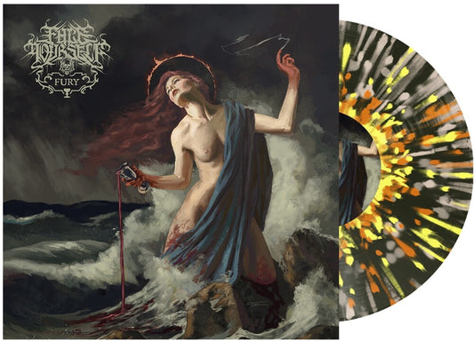 the album cover for Face Yourself - Fury [Black Ice w/ Orange + Yellow + Bone Splatter Colored Vinyl]