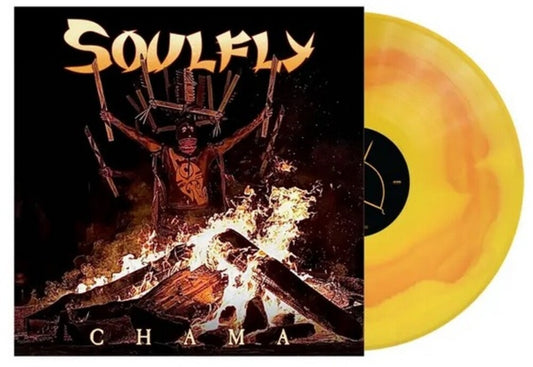 the album cover for Soulfly - Chama [Yellow Orange Colored Vinyl]