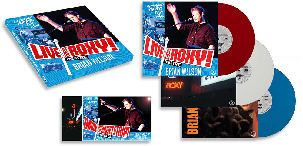 the album cover for Brian Wilson - Live At The Roxy Theatre [Red White and Blue Colored Vinyl]