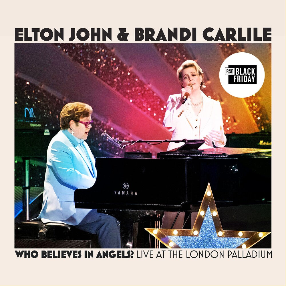 the album cover for Elton John - Who Believes In Angels? (Live at the London Palladium) [RSD Black Friday 2025]