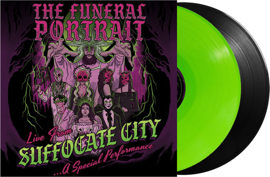 the album cover for Funeral Portrait - Live From Suffocate City [Lime/Black Colored Vinyl]