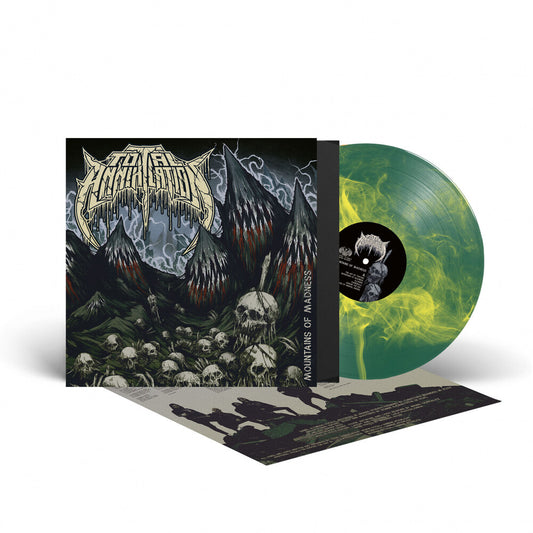 the album cover for Total Annihilation - Mountains Of Madness - Green/Yellow [Colored Vinyl] (Grn)