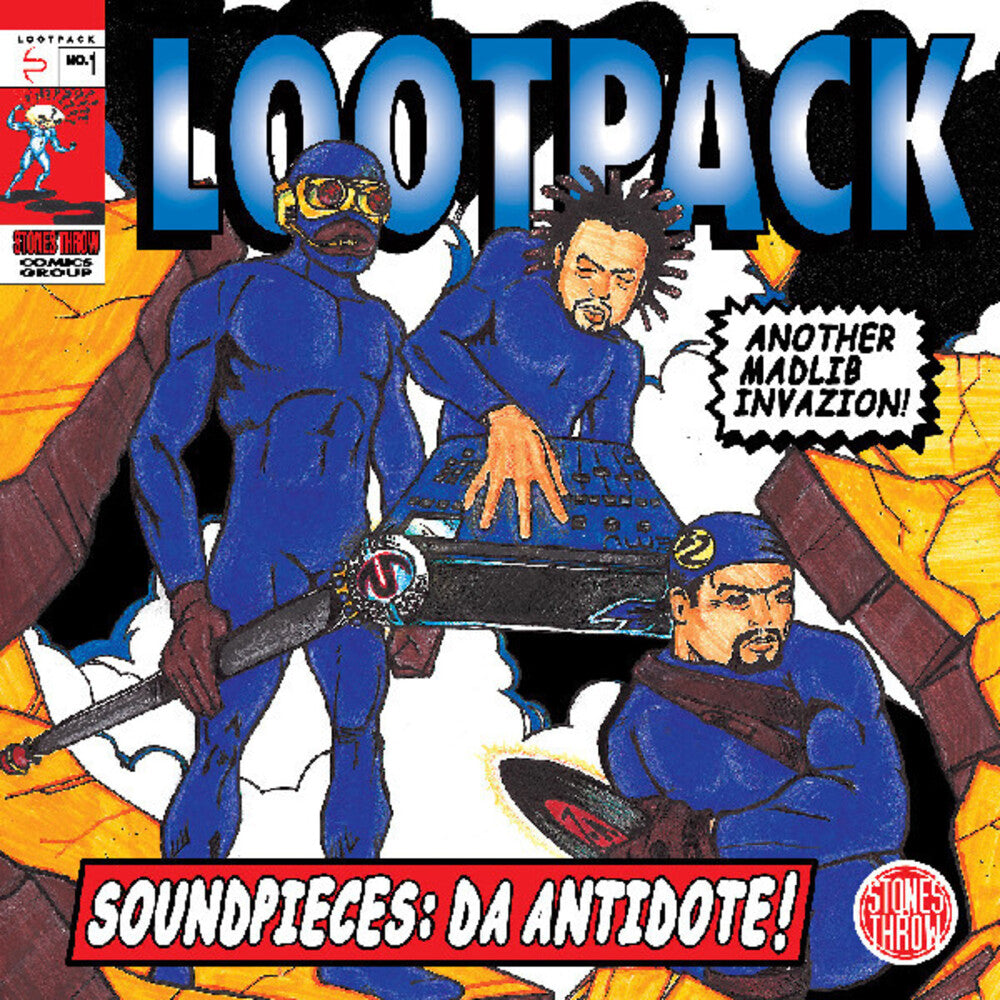 the album cover for Lootpack - Soundpieces: Da Antidote (Blue) [Colored Vinyl] (Red) (Ylw)