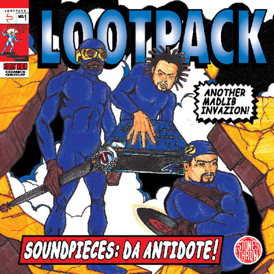 the album cover for Lootpack - Soundpieces: Da Antidote (Blue) [Colored Vinyl] (Red) (Ylw)