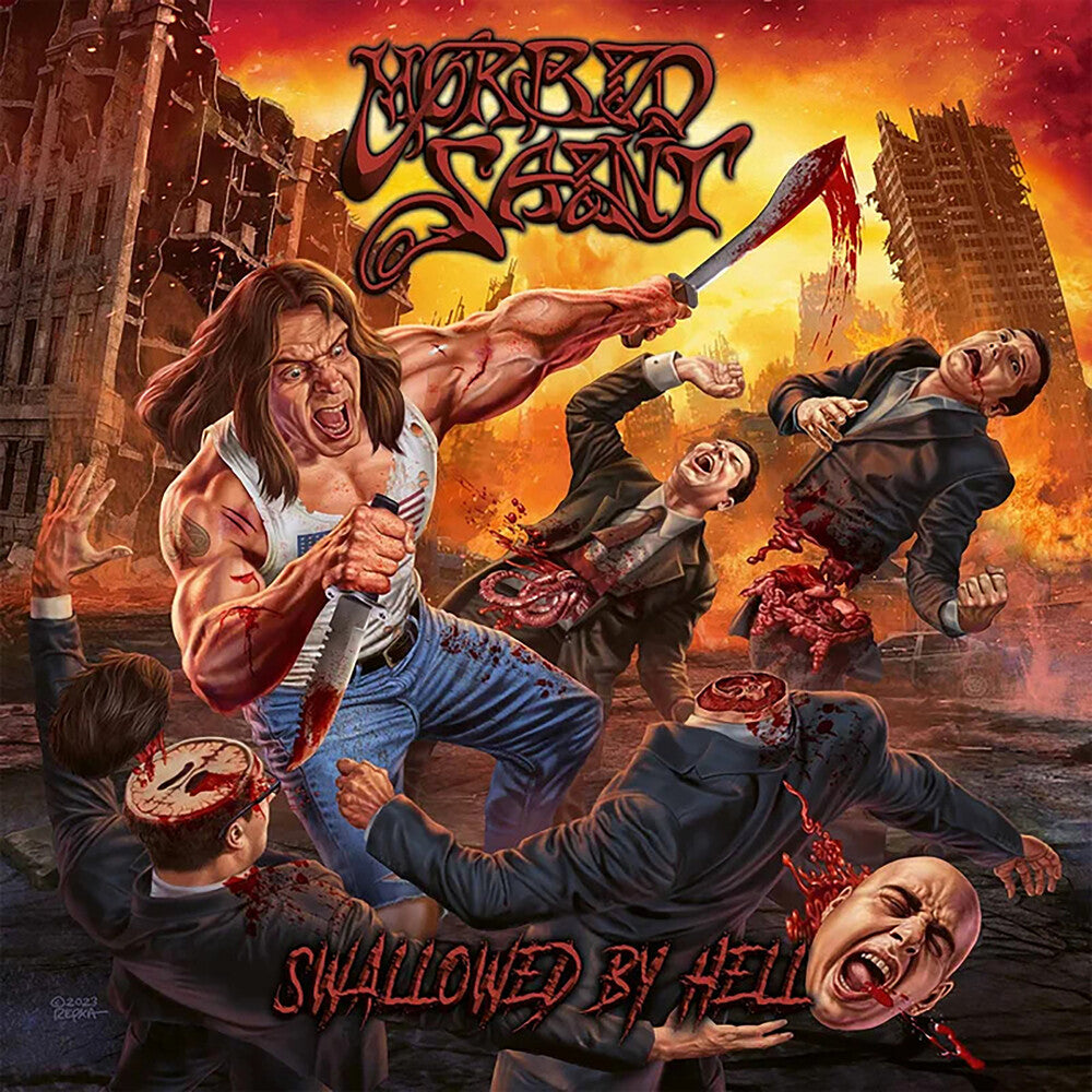 the album cover for Morbid Saint - Swallowed By Hell [Indie Exclusive] [Colored Vinyl] [Indie Exclusive]