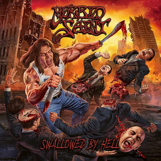 the album cover for Morbid Saint - Swallowed By Hell [Indie Exclusive] [Colored Vinyl] [Indie Exclusive]