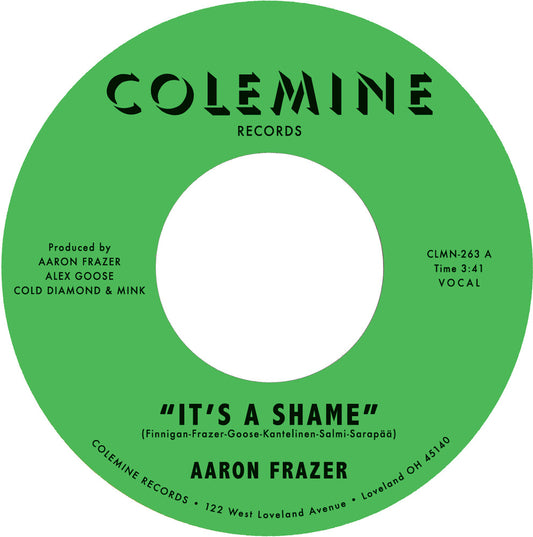 the album cover for Aaron Frazer - It's A Shame B/W The Fool - Green [Colored Vinyl] (Grn)