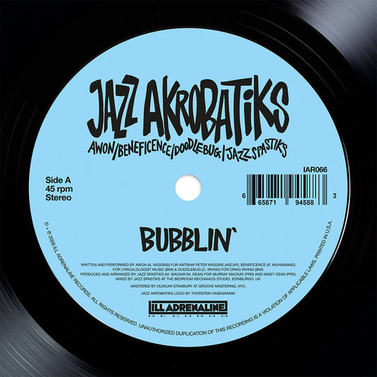 the album cover for Jazz Akrobatiks (Awon, Beneficence, Doodlebug & Jazz Spastiks) - Bubblin'