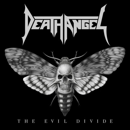 the album cover for Death Angel - Evil Divide (2lp/gatefold/clear / Black Splatter Vinyl) (i)